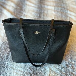 Coach Black Leather Structured Tote